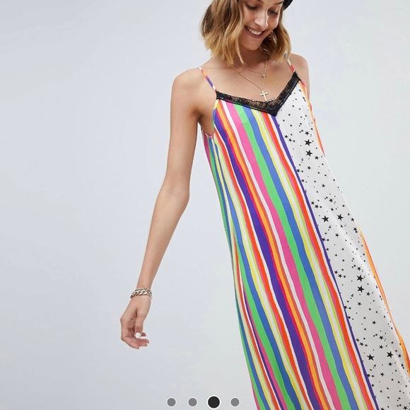 ASOS Reclaimed Vintage rainbow striped stars maxi - Picture 2 of 5